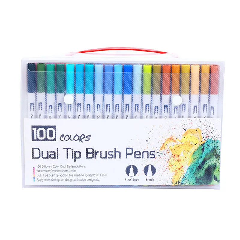 Set of watercolour brush pens with a water brush for blending, available in multiple colour counts.