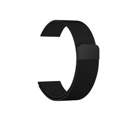 Stainless steel watch strap in silver, shown fitting a watch with a 42mm case.