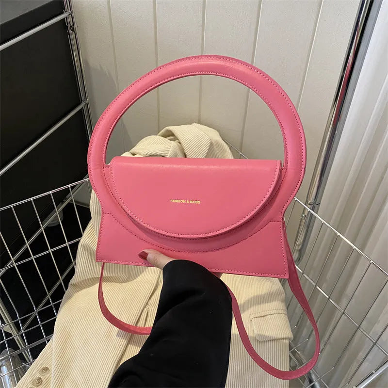 PU leather horizontal messenger bag with sandwich pocket and stitching details