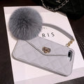 Plush hairball texture TPU back cover phone case for iPhone in a grid pattern.