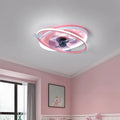Modern iron children's bedroom chandelier with remote control and tri-colour LED lighting in blue or pink options