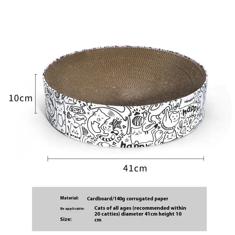 Extra large round white corrugated paper cat scratching board nest with 42x42x10cm dimensions