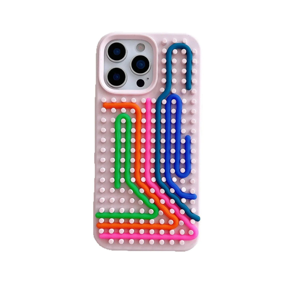 Silicone phone case with colour stripes and lanyard for iPhone 13 to 16 Pro Max in black light pink light purple white light blue light green