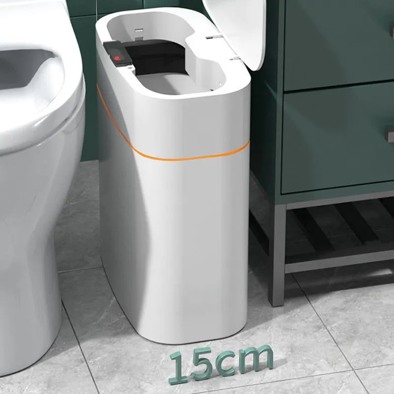 Smart trash can with automatic lid, ABS plastic, 13L size, in white colour