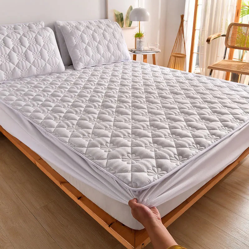 Dust-proof brushed fabric mattress cover in size 150x200cm with fitted sheet style and matching pillowcase