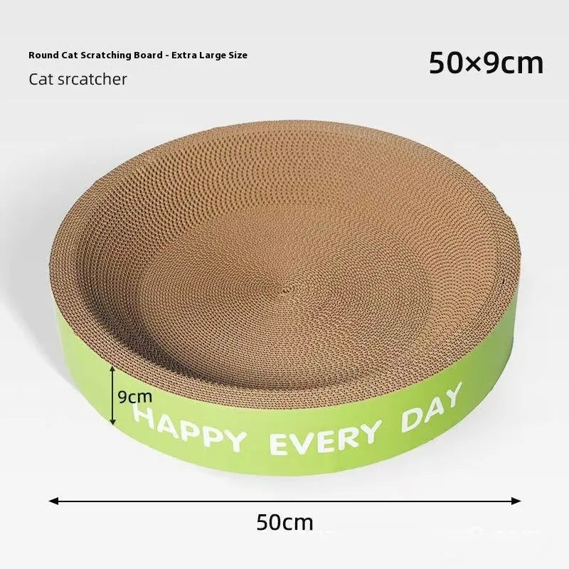 Green round cat nest with integrated sisal scratching board, 50cm in diameter.
