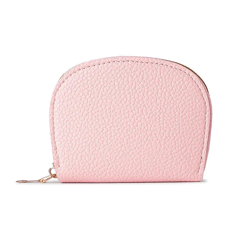 Ladies fashion shell card holder storage bag in PU leather, solid colour, unisex design