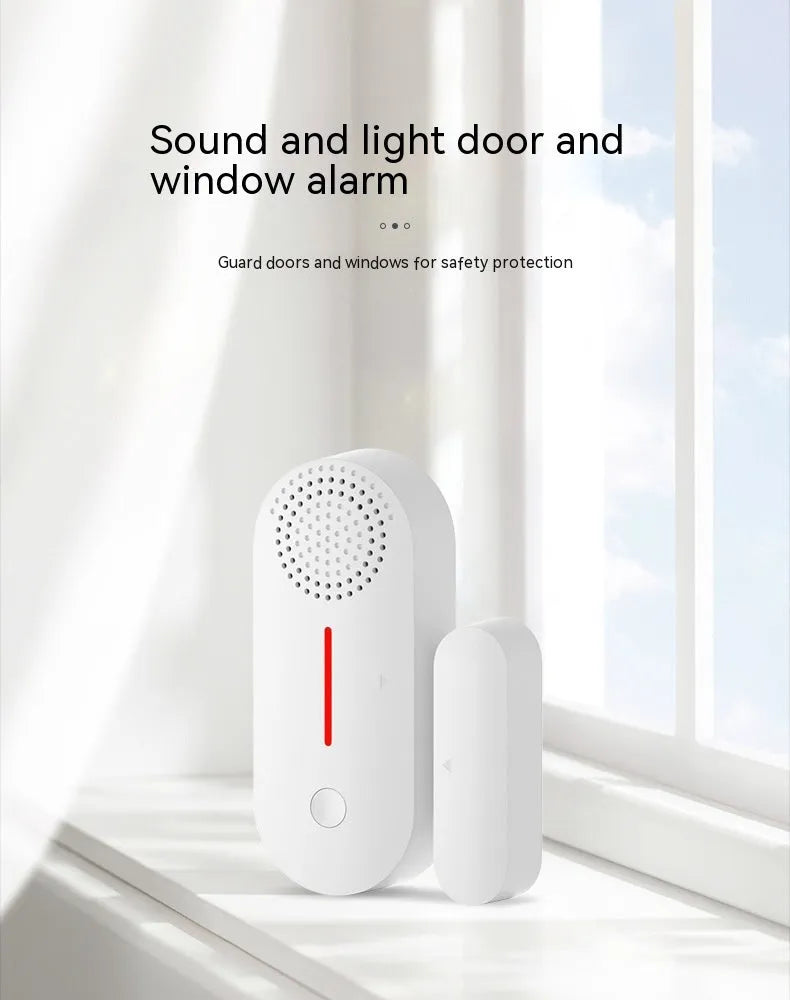 WiFi door magnetic sensor alarm with sound and light alerts for smart home security