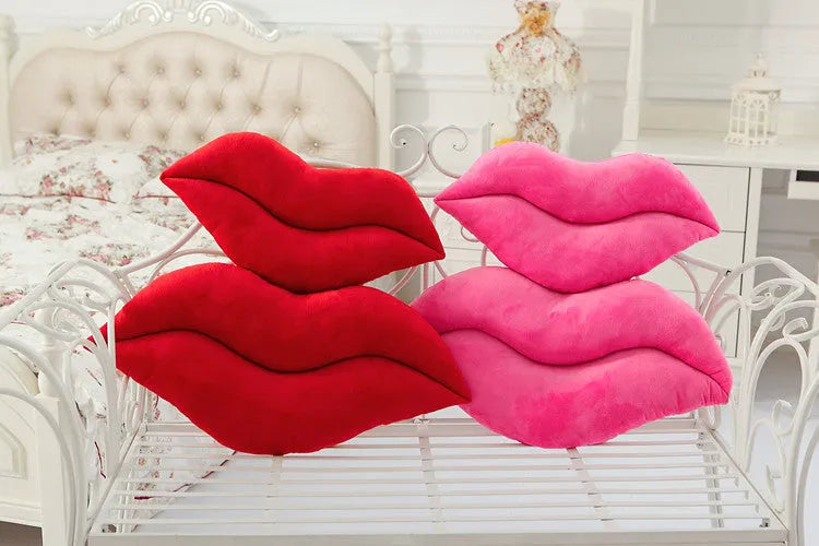 Plush big lips pillow in Pink or Red, short plush with PP cotton filling, 50cm or 65cm
