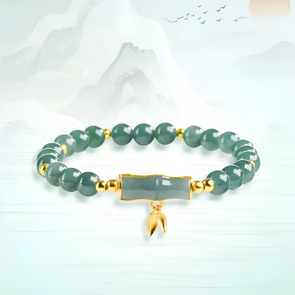 Jade blue water round bead bracelet with S925 silver size option in a simple women's high-rise style