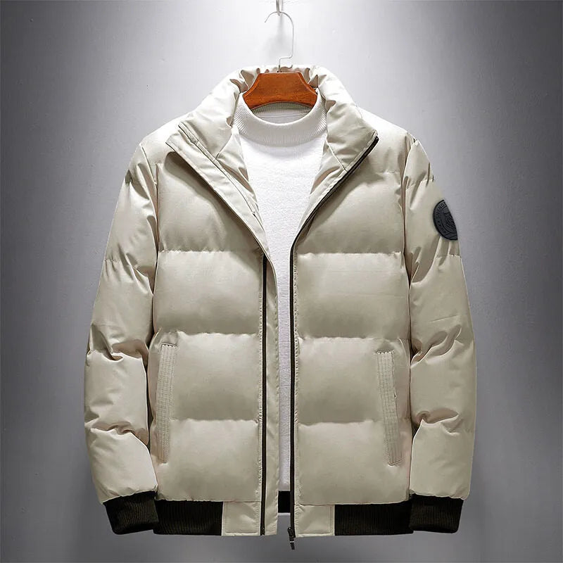 Men's cotton-padded casual Korean style cardigan winter jacket in polyester fibre, front view