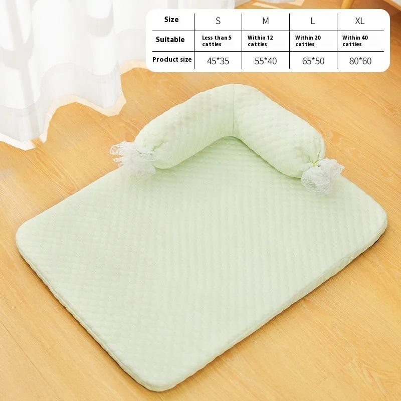 Candy colour cloth dog mat in blue, gray, or green, sizes S M L XL for pets up to 40kg