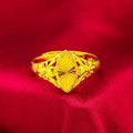 Women's electroplated brass ring with open diamond flower design and geometric texture in gold colour
