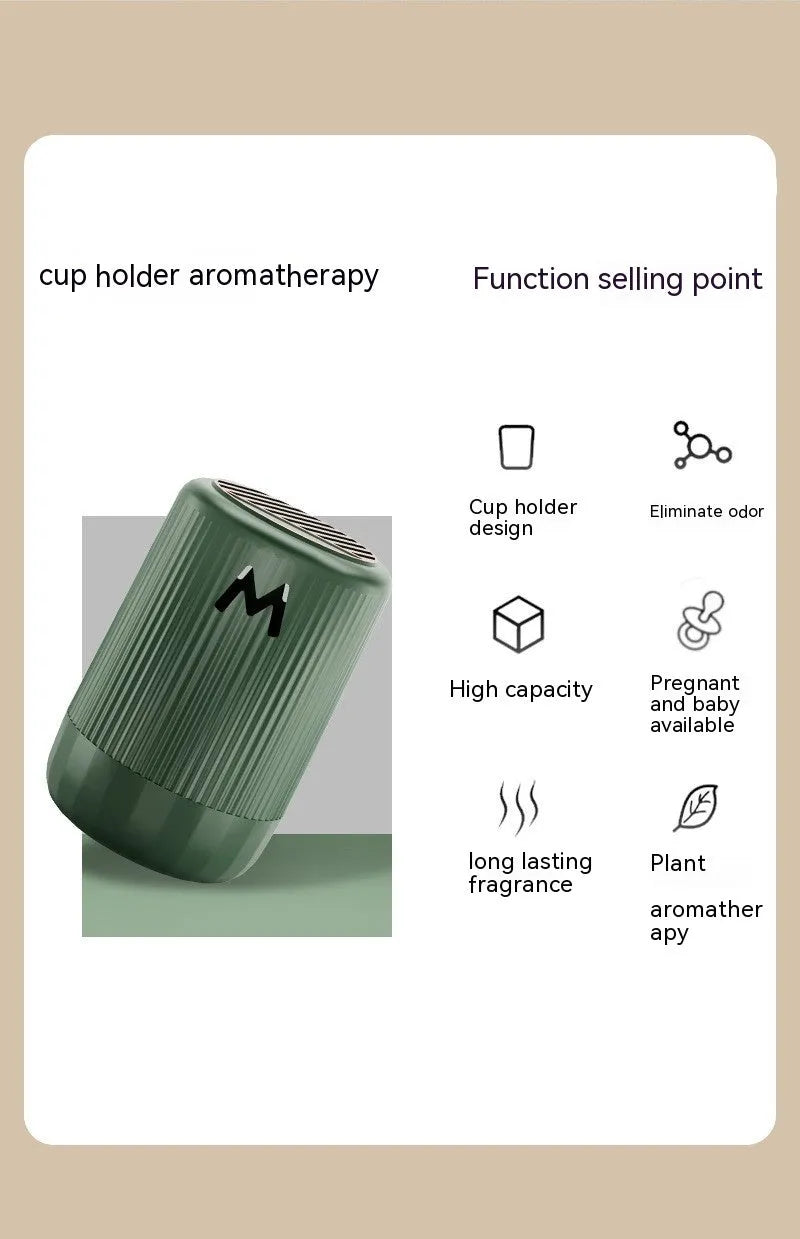 Solid car aromatherapy decoration cup in choice of four scents, measuring 10 by 6 centimetres.