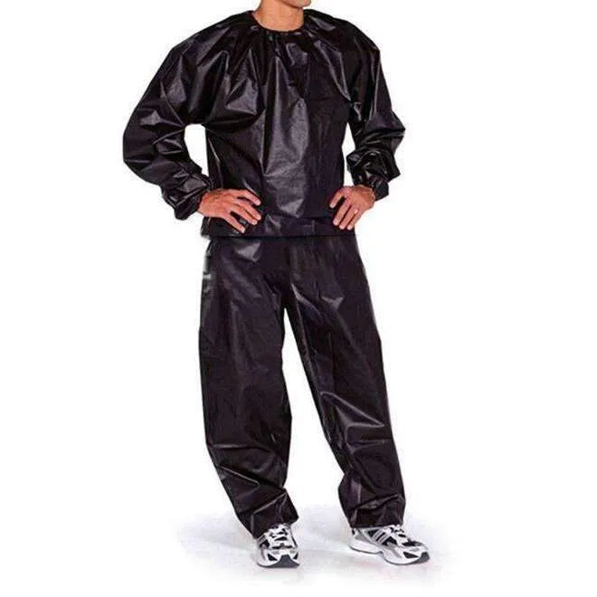 Heavy duty anti-rip PVC sauna suit unisex long sleeve black silver weight loss outdoor running