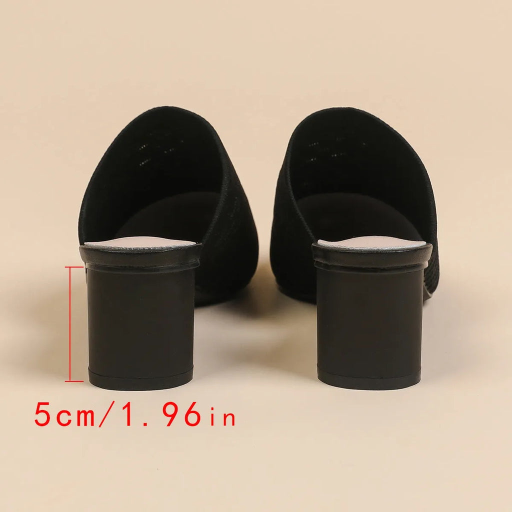 Pointed toe cap sandals with chunky 5cm heel in a selection of fishing line colours.