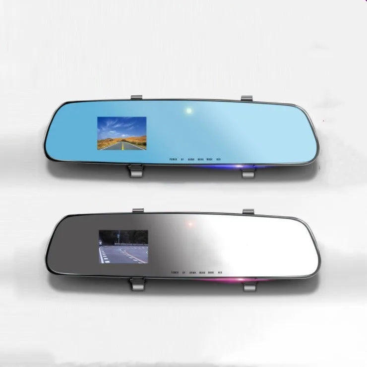 1080P HD rearview mirror driving recorder with 2.4-inch display, 100-degree lens, and black edged dual lens option
