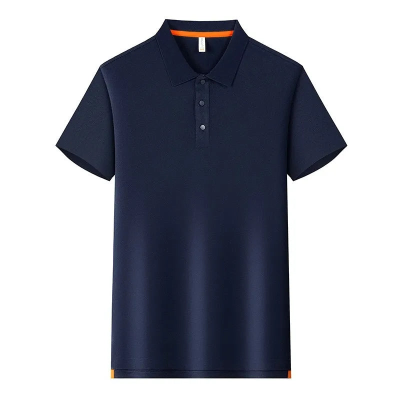 190g Tianshu cotton blend solid colour polo shirt in bean green with short sleeves and regular fit