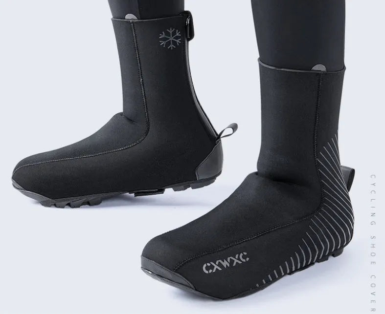 GIYO CX-204 Bike Shoe Cover Lock Mountain Road Cycling Overshoe Windproof Waterproof Neoprene with Fleece Lining Reflective Details Black S M L XL XXL 3XL Men Women