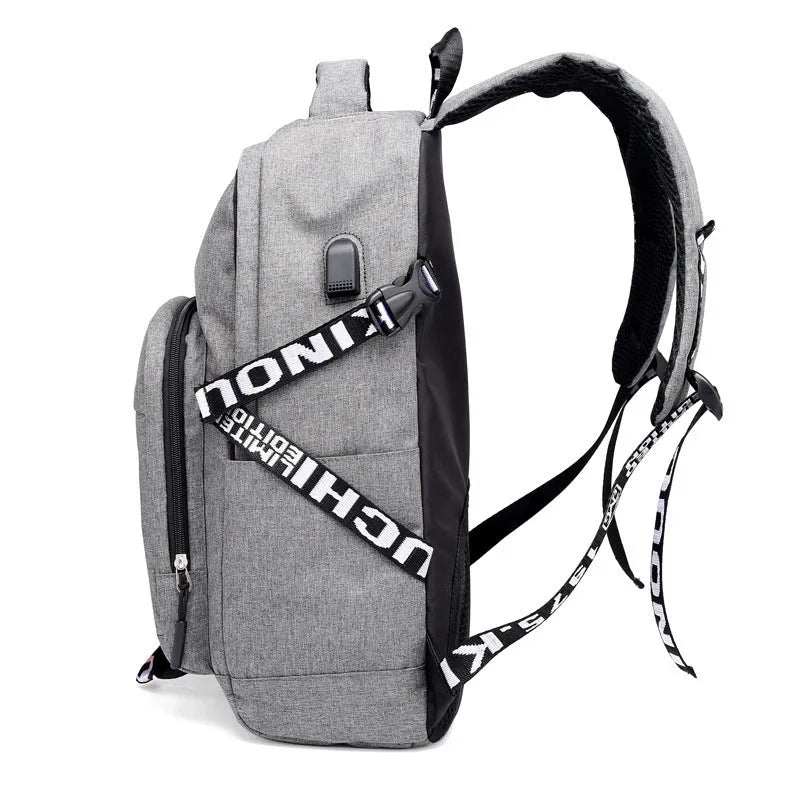 USB charging laptop backpack in Oxford cloth with polyester lining, 20-35 litre capacity, black blue or gules