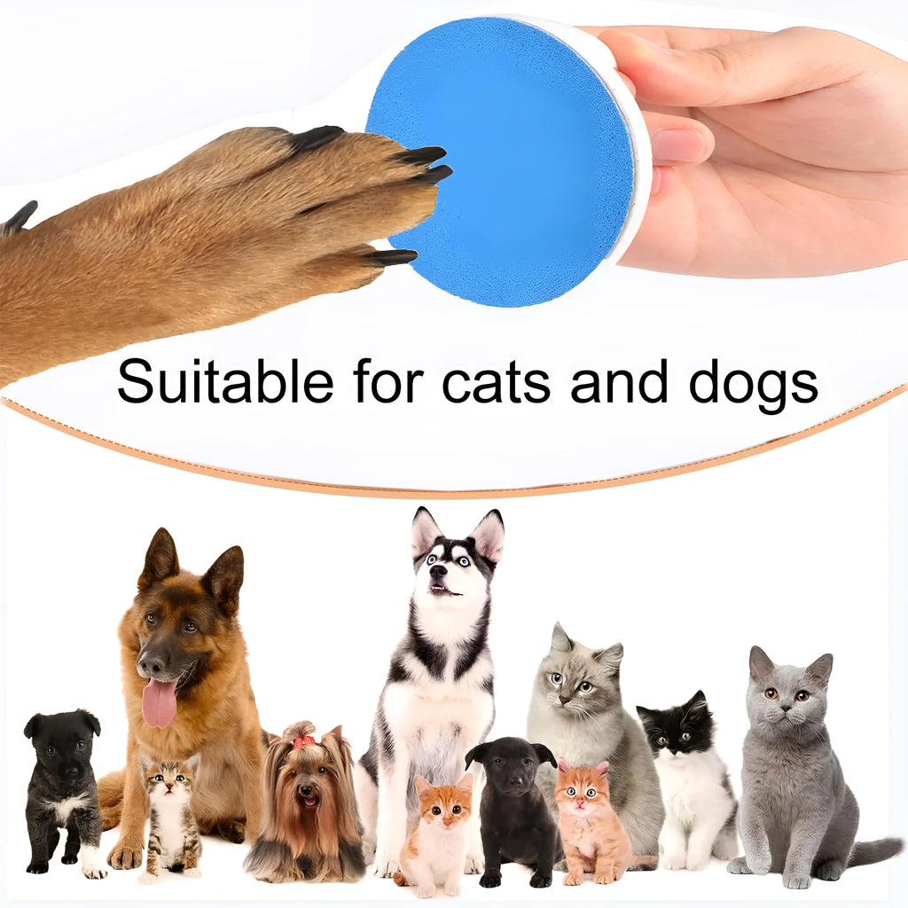 Upgraded round dog nail file scratch board in choice of colours, showing ergonomic handle.