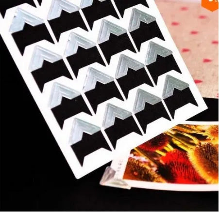 Vintage corner stickers pack of 120 pieces, 5 sheets, 5 colours including black gold kraft silver white