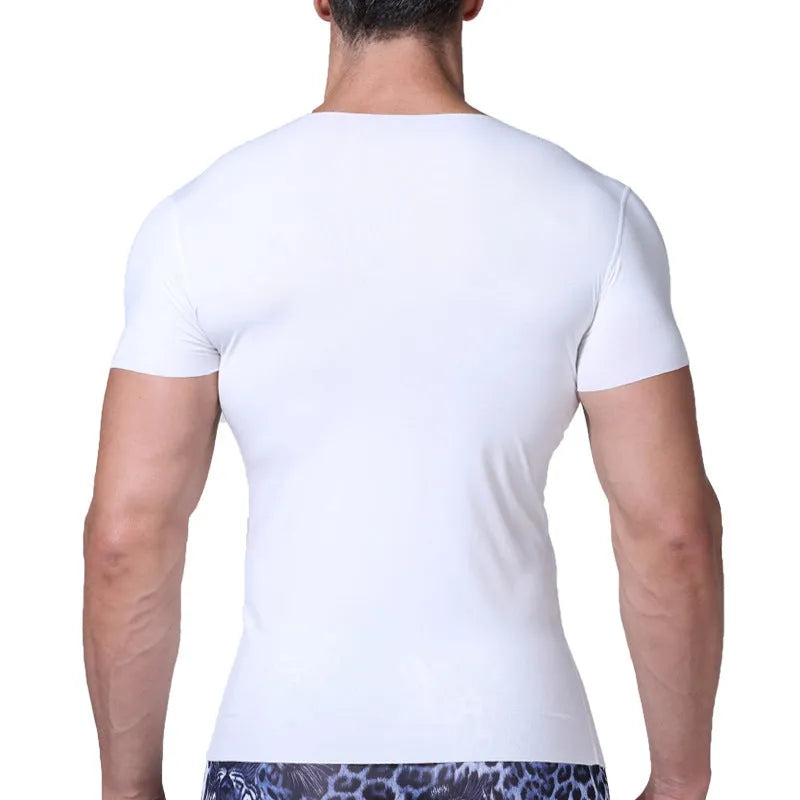 Cut half-sleeved solid colour modal bottoming shirt in black for casual layering
