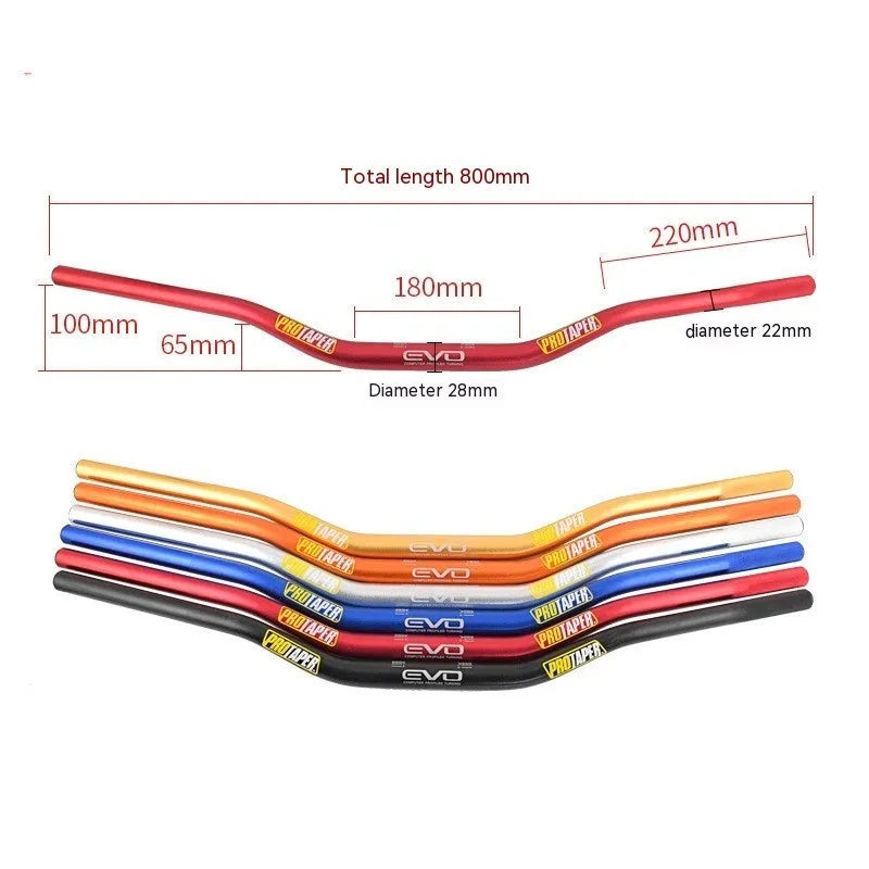 28mm aluminium alloy scrambling motorcycle handlebar with EVO orange finish showing 80cm width