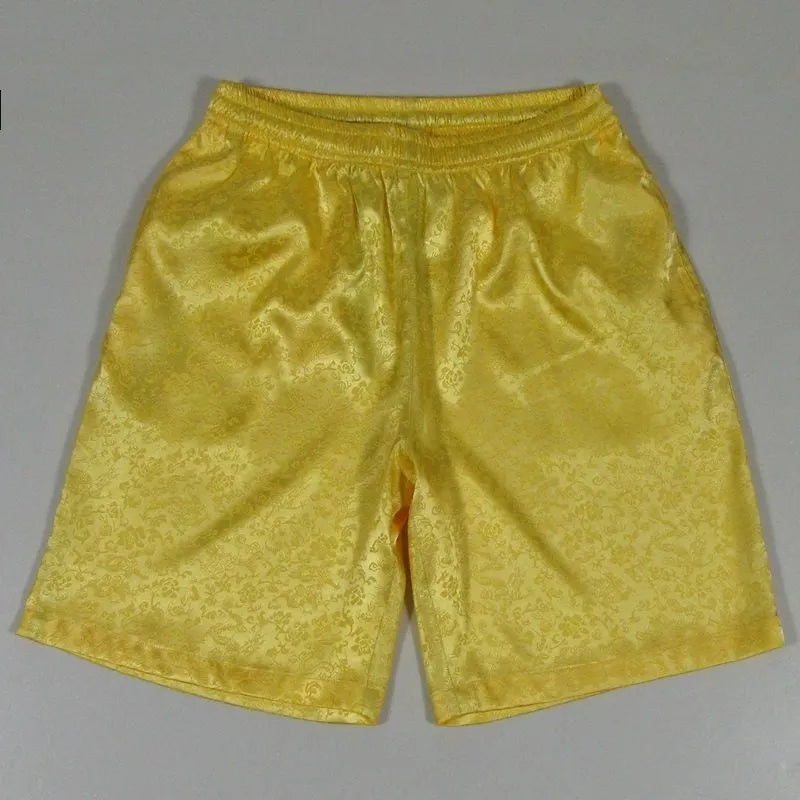 Men's loose fit Tai Chi shorts in black with an elasticated drawstring waistband.