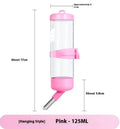 Green plastic ball kettle water feeder for small pets with leak-proof design shown attached to a cage.