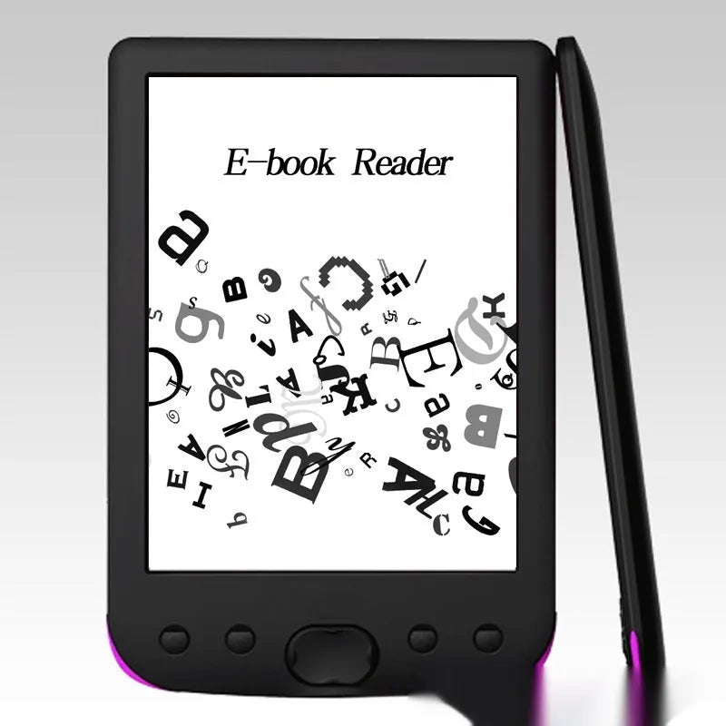 Black 6-inch E-ink screen e-book reader with configurable storage options