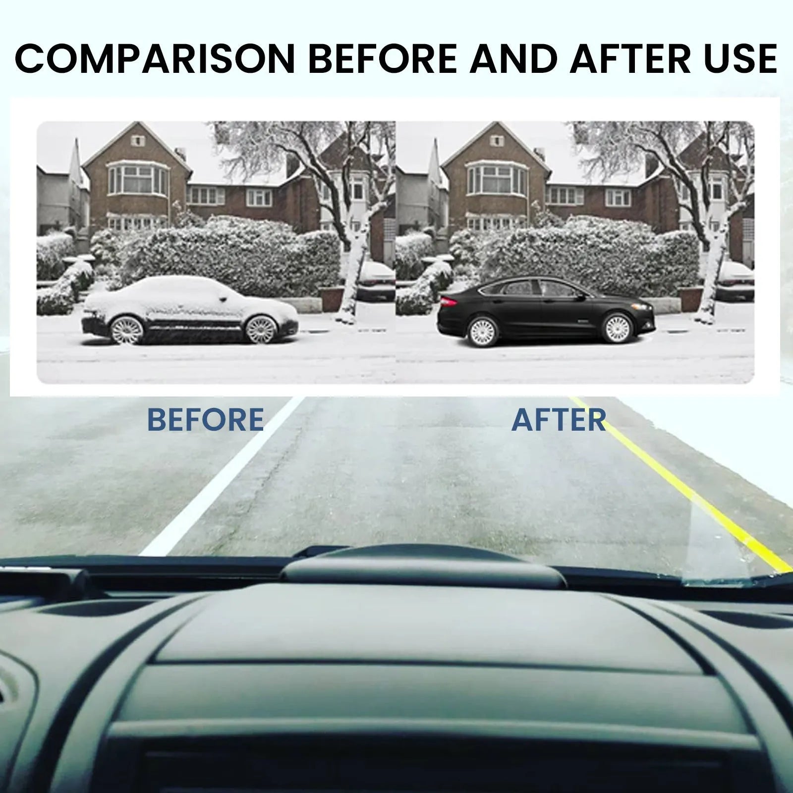Black portable car snow melting tool and deicer charger measuring 5.5 by 2.3 centimetres
