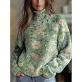 Women's Christmas abstract print casual top with 3D pattern effect in polyester fabric