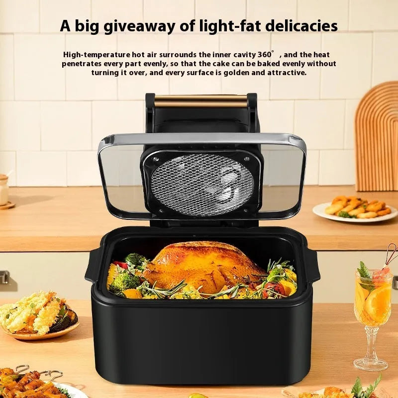 Smart Loop Air Fryer flip electric oven 12L capacity black plastic body with display and control panel on countertop