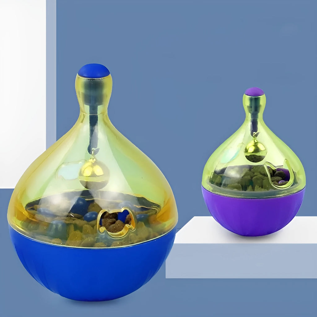 Plastic pet toy tumbler food dropping ball in bone shape, cat small size and large size for dogs