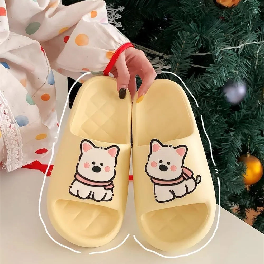 Pair of PVC flip flop slippers with a creative rhombus pattern, shown in one of four colour options.