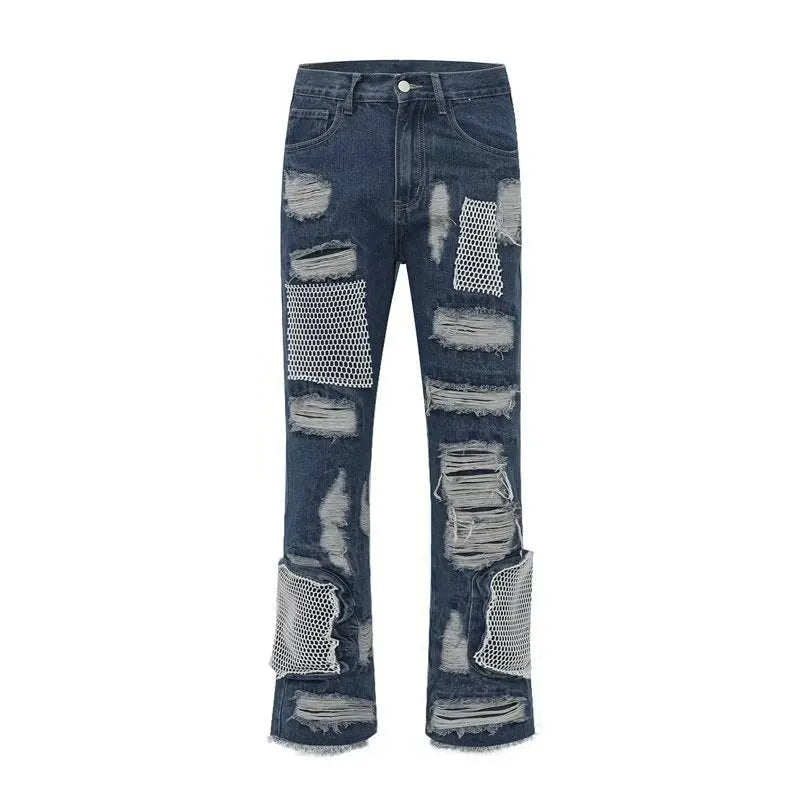 Men's straight leg cotton trousers in black or blue, mid waist, zip fly, non-ironing, sizes XL-3XL