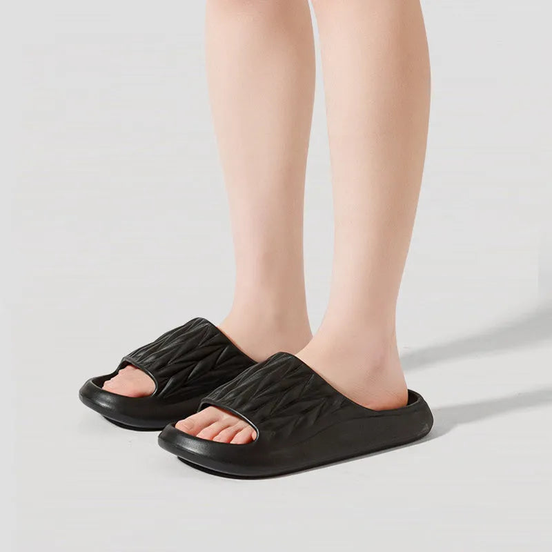 Leaf texture pattern EVA slippers with non-slip soles in multiple colour options