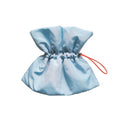 Soft blue adjustable Elizabethan recovery collar for cat on a white background