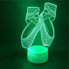 Ballet dancing shoes 3D LED night light with remote control showing seven colour options