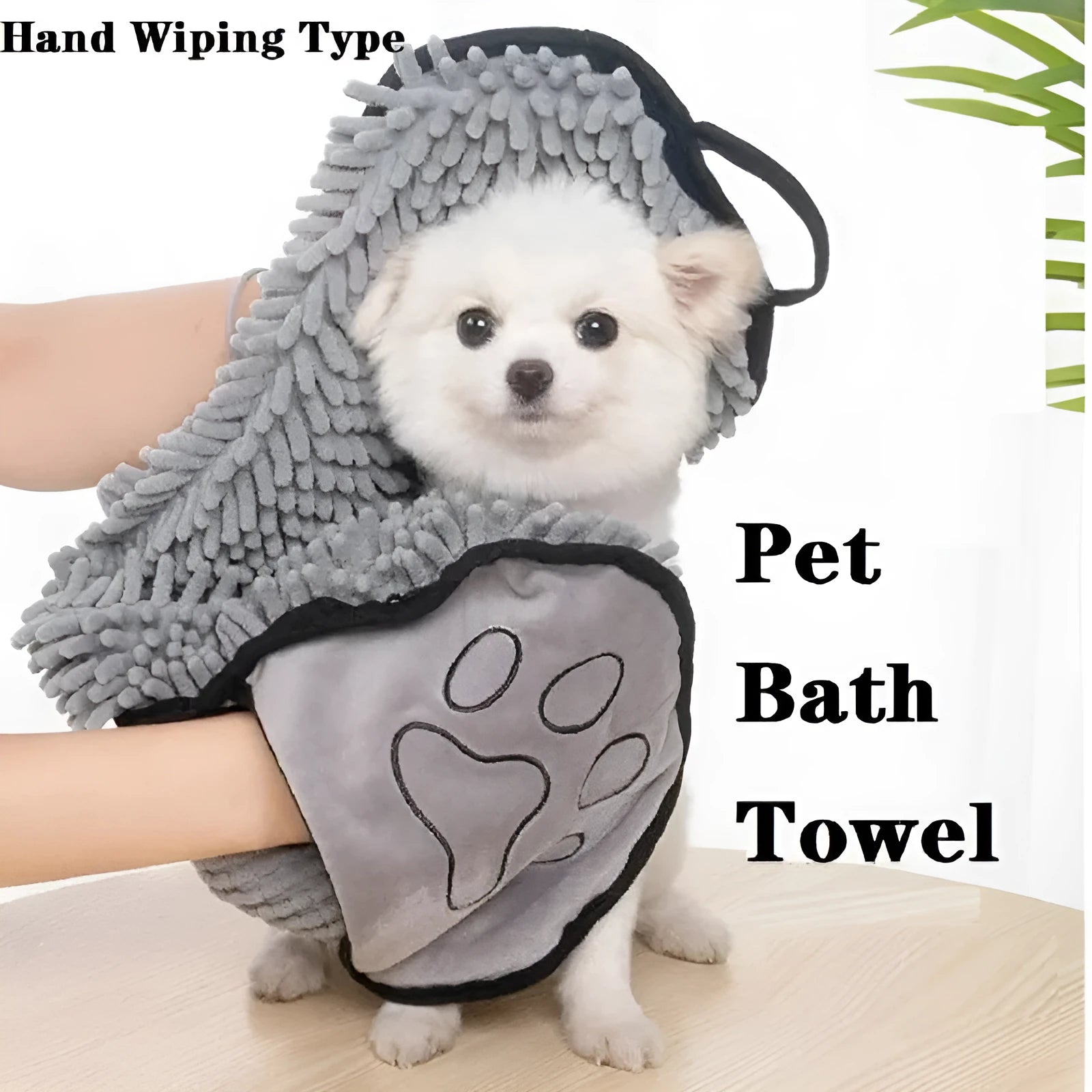 Blue pet bath robe towel measuring 62 by 23 cm for drying dogs and cats