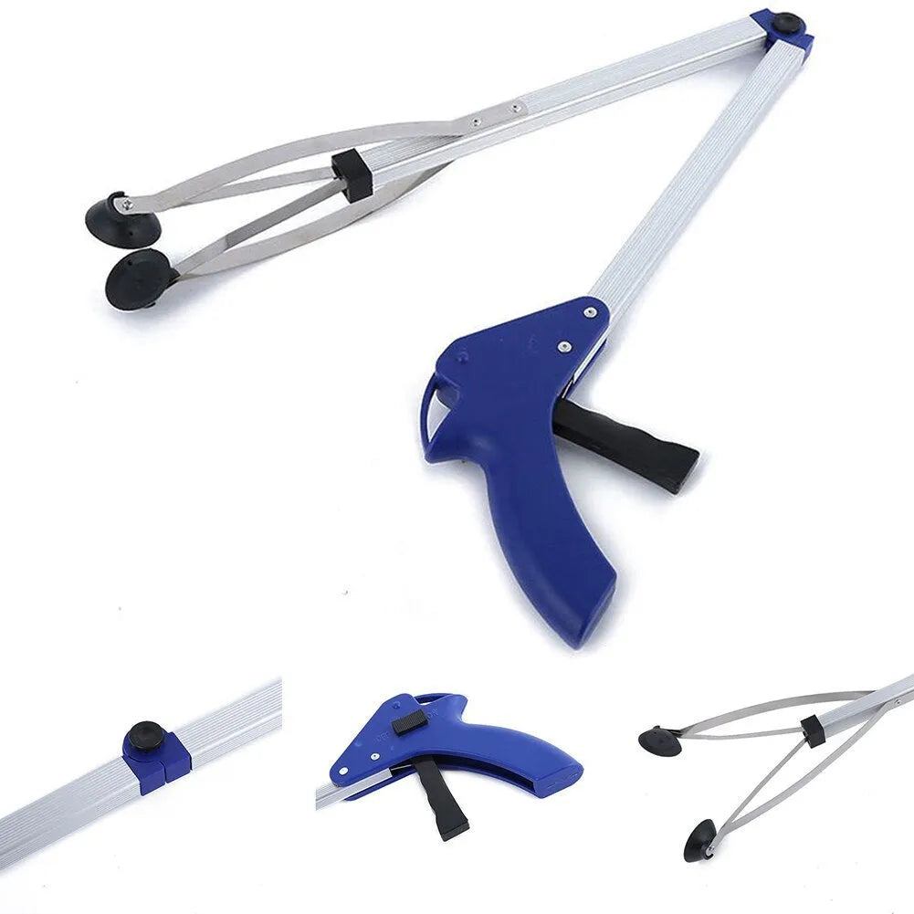 Aluminium alloy folding litter picker, 81cm extended, 8cm opening, blue and red options
