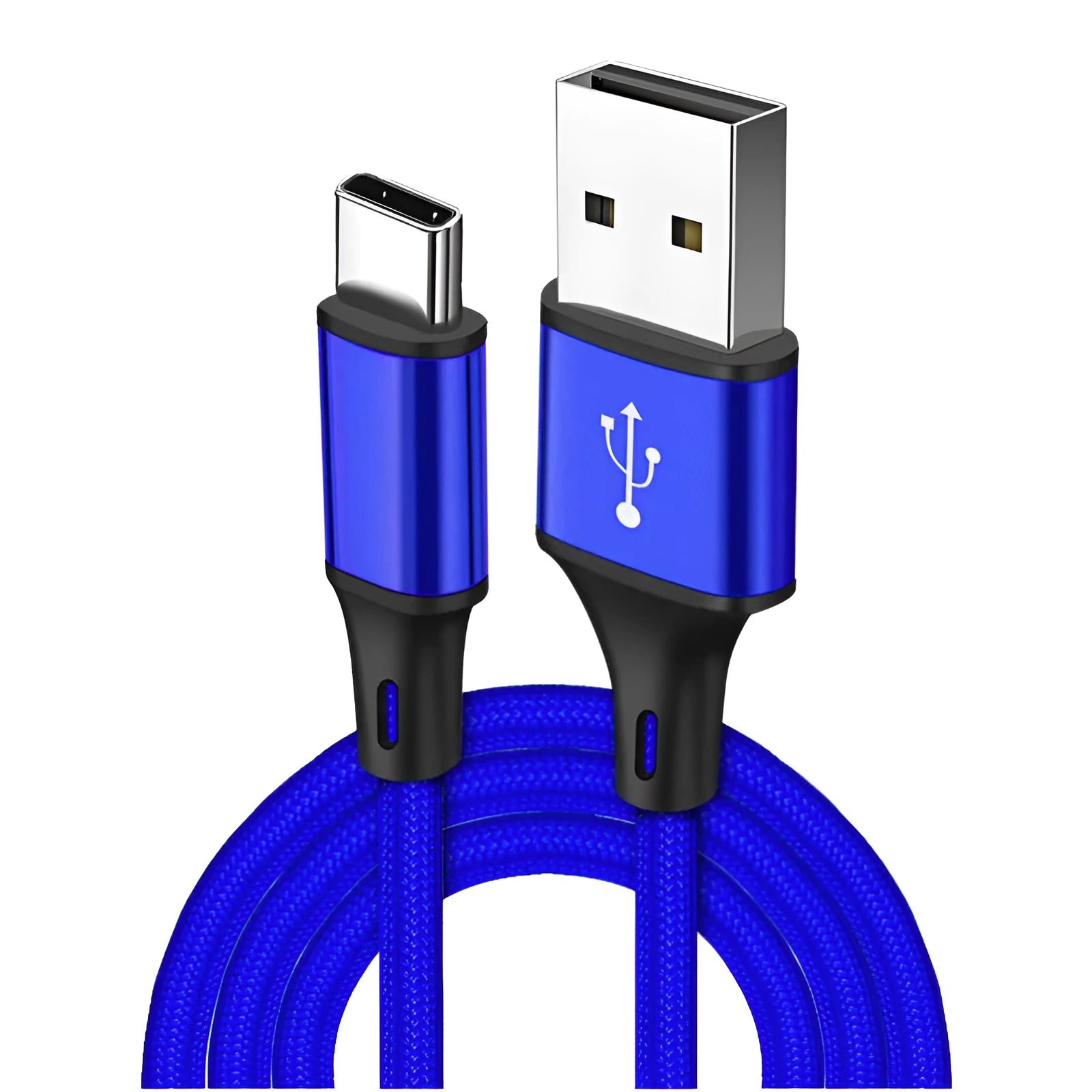 Black USB to phone charging cable shown at 2 metre length.
