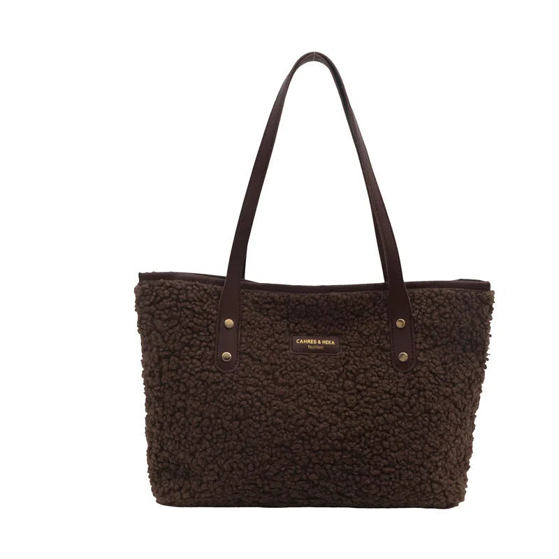 Cotton colour block bucket bag with phone pocket in beige colour option