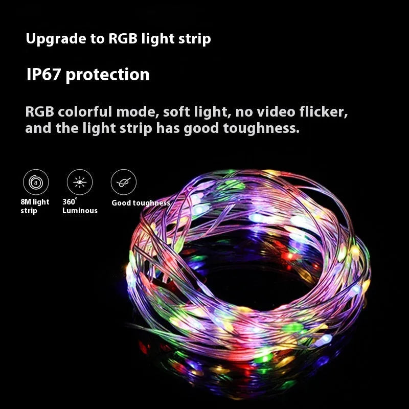 Rechargeable outdoor string lights with 30 beads on 8 metre waterproof cord