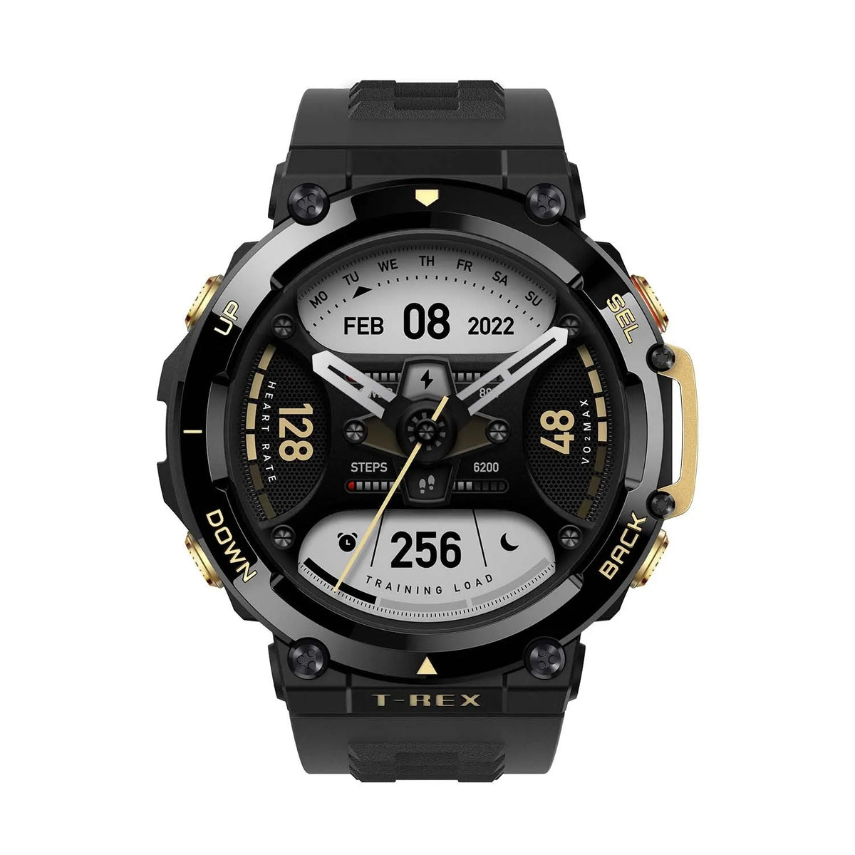 Round swimming fitness smart watch with silicone strap, heart rate and blood oxygen monitoring, 47.1x47.1x13.65mm