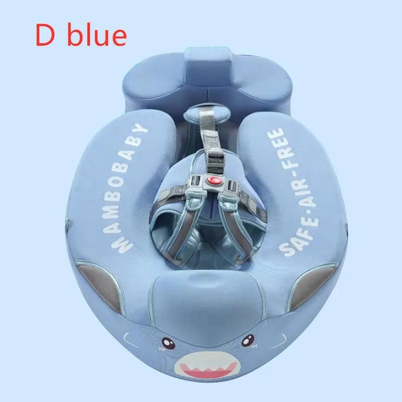 Baby swimming ring in blue with foam construction and 3D space layer fabric cover for children's wading use