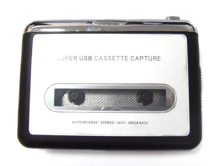 Cassette to MP3 converter unit with USB cable for digitising tape audio to computer files