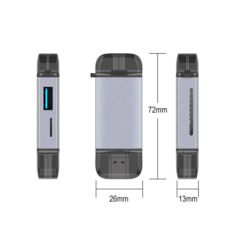 Multi-function 6-in-1 OTG card reader for computer and mobile phone