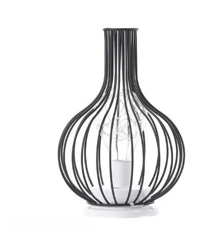 Minimalist hollow table lamp with iron shell in wine glass design with warm white LED lighting